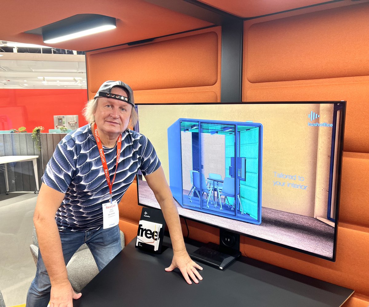 macstopa's tweet image. Neocon Contract Furniture in Chicago. Inside Hushoffice acoustic meeting pod.