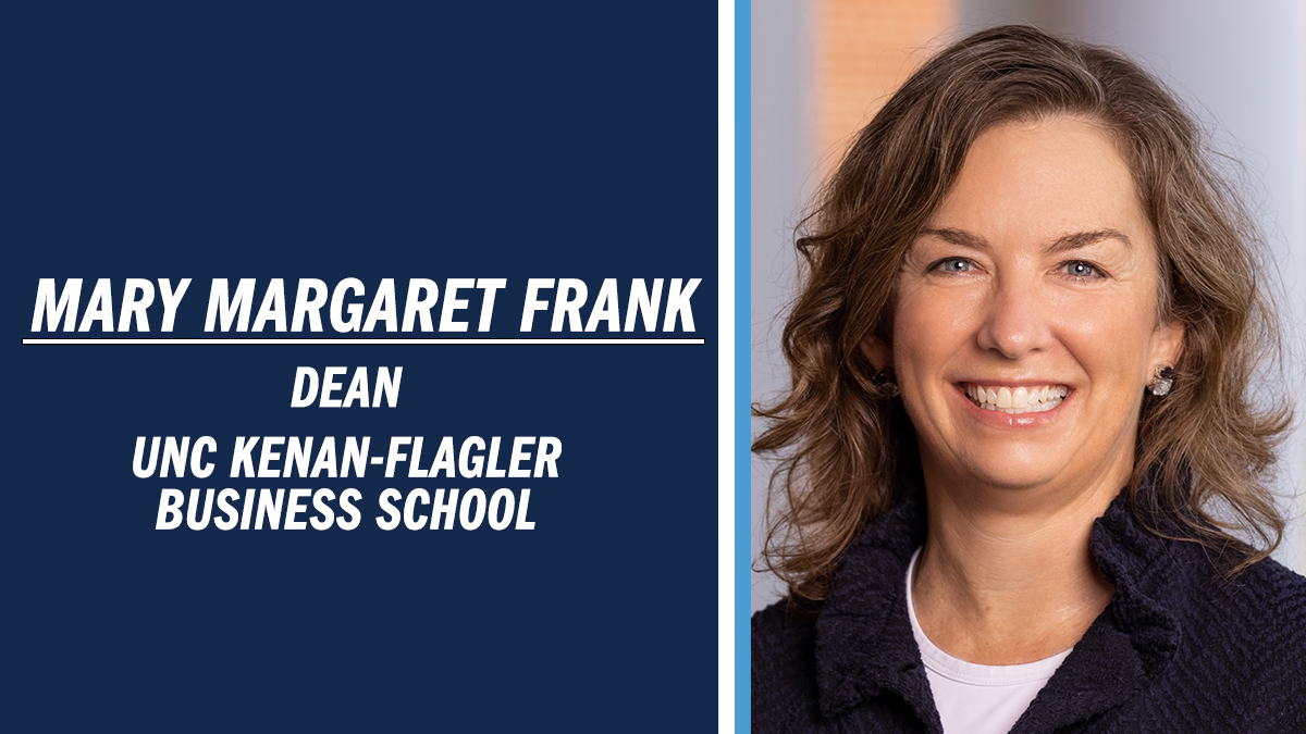 Mary Margaret Frank has been selected as the new @kenanflagler dean. At UVA, the triple Tar Heel specialized in faculty development and integrating business principles and public policy. go.unc.edu/Pq49S