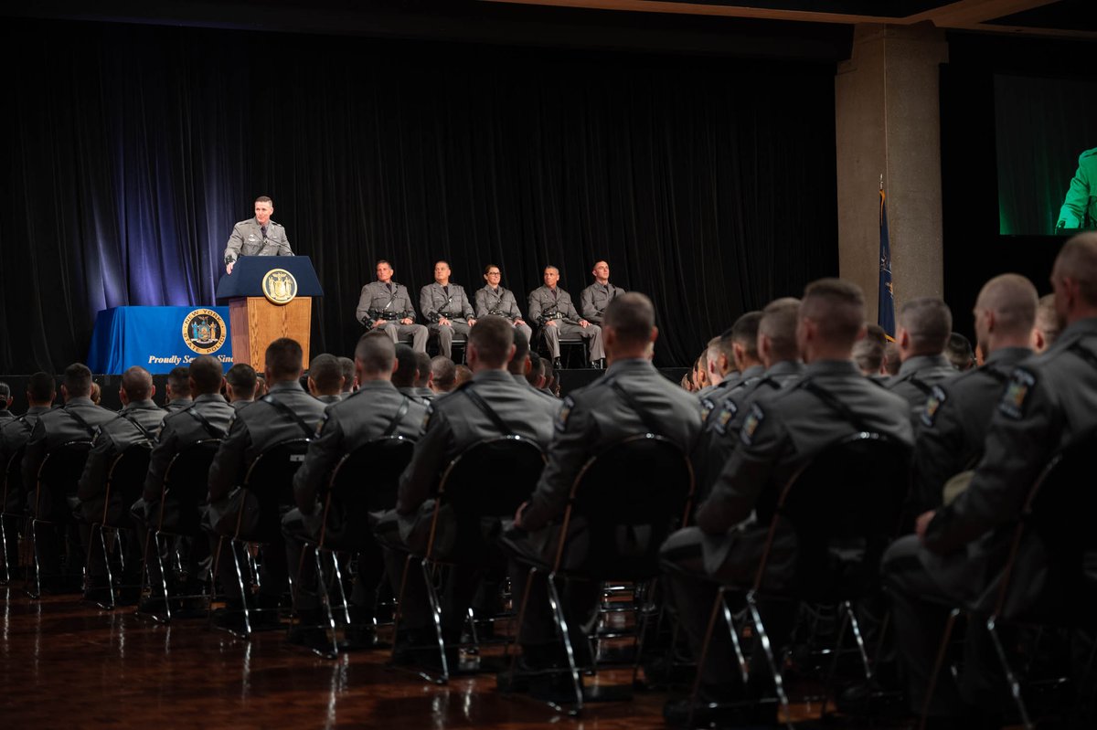nyspolice's tweet photo. Acting Superintendent Steven A. Nigrelli honored 238 new State Troopers as they graduated today from the 212th session of the Basic School of the New York State Police Academy.  Please join us in welcoming the newest members of the Long Gray Line! https://t.co/aPHguyPPVC