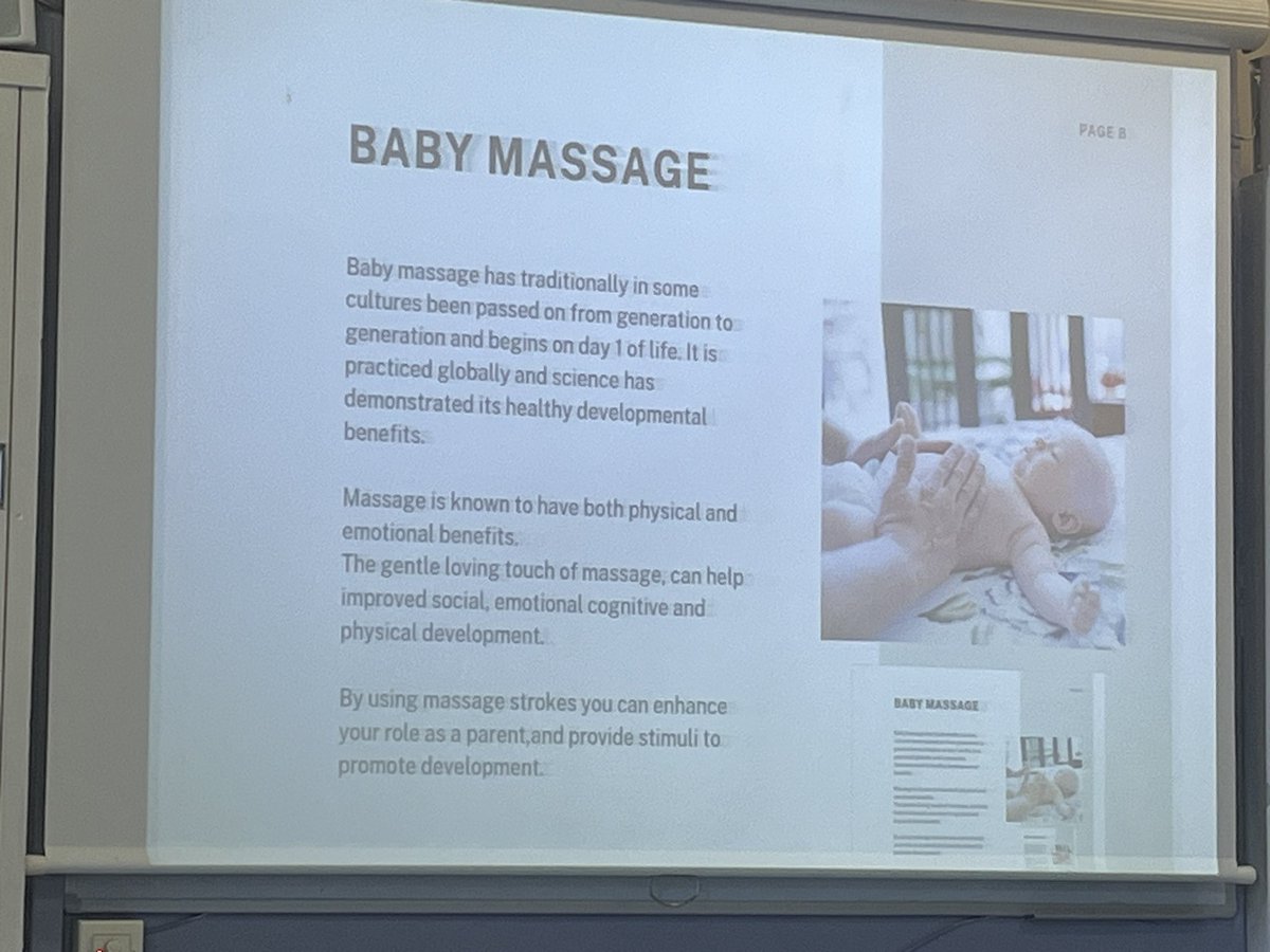 SIGPeP's tweet photo. Absolutely terrific talk #babymassage #positivetouch #infantmassage with @KarenPrunty2 today @CHI_Ireland for Infant Mental Health Awareness Week 2023 #IMHAW2023 A superb way to empower parents #warminghands #handhugs #fingerhugs w/ways to connect + nurture baby @Jennydunnecooke https://t.co/CRTOu2yPUm