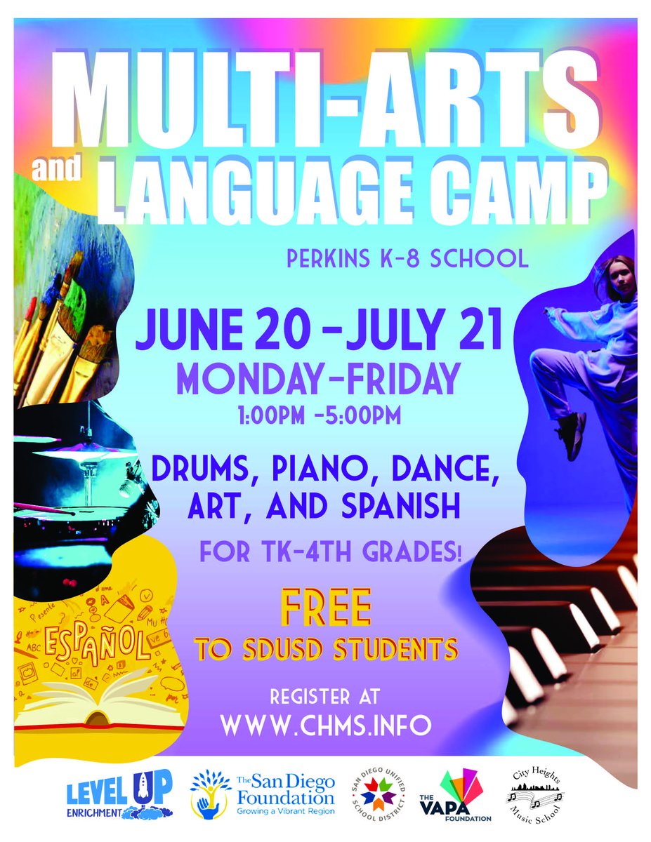 ✨Starting next week!✨
Click link in the bio to sign up!!

<a href="/SDFamily/">San Diego Family Media</a> <a href="/LaPrensaSD/">La Prensa San Diego - LaPrensa.org</a> <a href="/sd_fdn/">San Diego Foundation</a> <a href="/SDUSDVAPA/">SDUSD VAPA</a> <a href="/VAPAFoundSD/">VAPA Foundation San Diego</a> <a href="/artsedsd/">Arts Education Connection SD</a> <a href="/sdschools/">San Diego Unified</a>
 
#arts #music #dance #multiarts #camps #barriologan #cityheights #loganheights