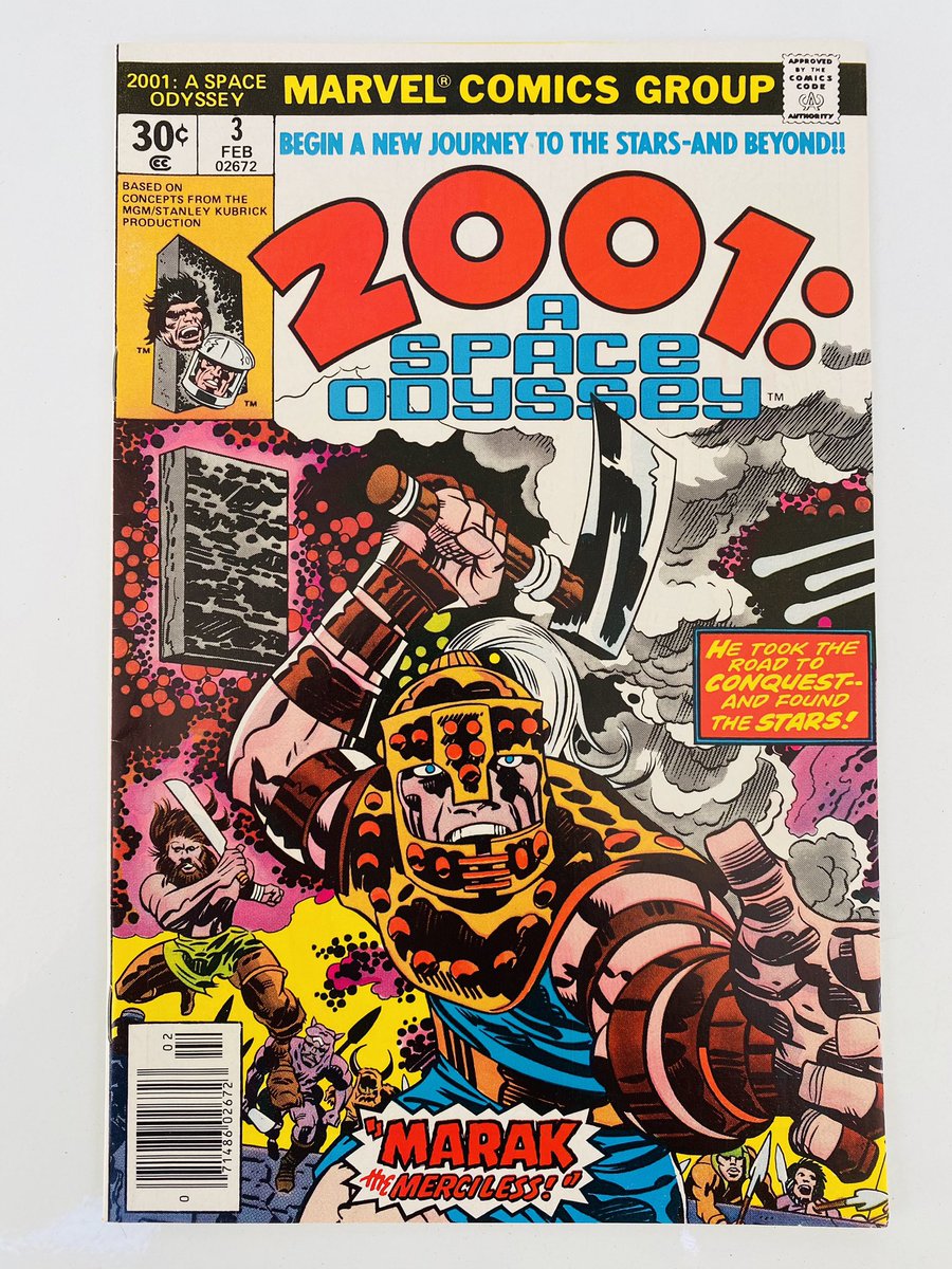 KeeneJarret's tweet photo. “We shall ride the lightning across many lands, and sweep them clean with THIS.” Jack Kirby’s 2001: A Space Odyssey, issue 3 (Marvel, 1976), “Marak the Merciless!” #jackirby #stanleykubrick #MarvelComics #70scomics #scificomics https://t.co/WGVPmgDJtR
