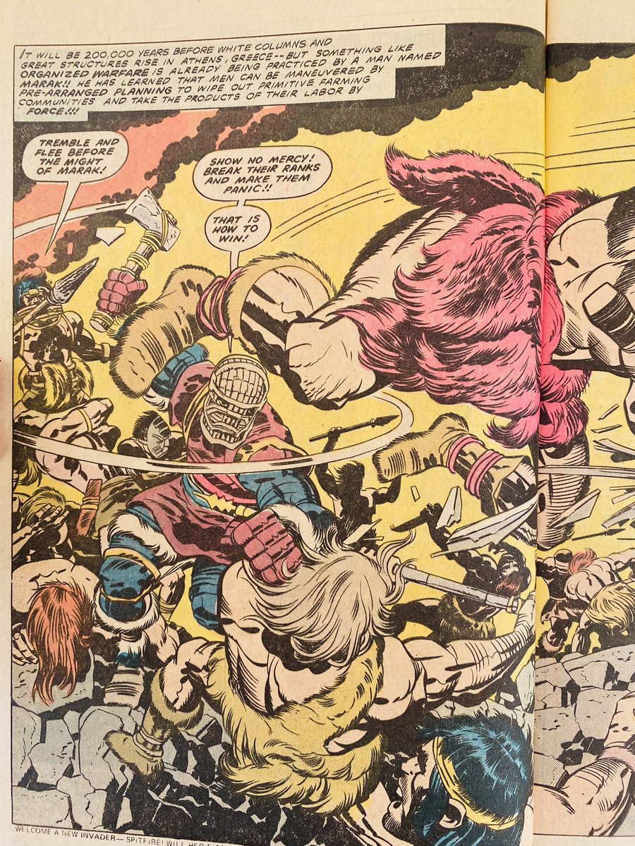 KeeneJarret's tweet photo. “We shall ride the lightning across many lands, and sweep them clean with THIS.” Jack Kirby’s 2001: A Space Odyssey, issue 3 (Marvel, 1976), “Marak the Merciless!” #jackirby #stanleykubrick #MarvelComics #70scomics #scificomics https://t.co/WGVPmgDJtR
