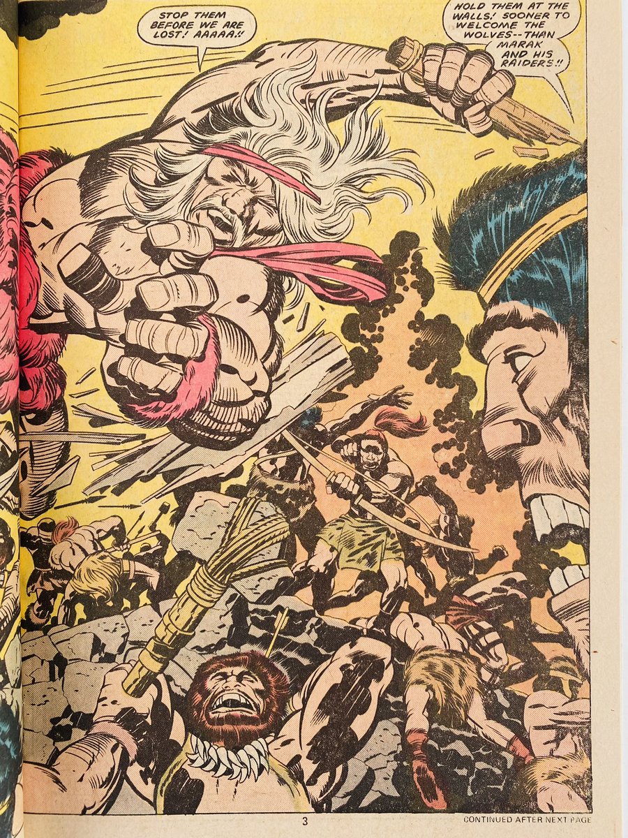 KeeneJarret's tweet photo. “We shall ride the lightning across many lands, and sweep them clean with THIS.” Jack Kirby’s 2001: A Space Odyssey, issue 3 (Marvel, 1976), “Marak the Merciless!” #jackirby #stanleykubrick #MarvelComics #70scomics #scificomics https://t.co/WGVPmgDJtR