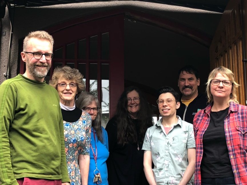 graceportland's tweet photo. Meet the staff at Grace!

From left to right: Rev. Martin Elfert (Rector), Rev. Doctor Liz Klein (Deacon), Demetria (Front Office Volunteer), Susan (Music Director and Organist), Anson (Bookkeeper and Parish Assistant), Lukas (Campus Steward), Kris (Parish Manager) https://t.co/k4aMvqk2KU