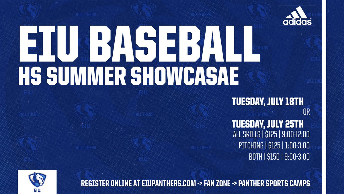 EIU_Baseball's tweet photo. ππ ππππππ ππππππππ
1β£ Tuesday, July 18th
2β£ Tuesday, July 25th
βΎοΈ All Skills, Pitching or Both
π€ 2024-2027 HS Grads
πππ π’π¬πππ« π¨π§π₯π’π§π at https://t.co/pU46qLgAbL β‘οΈFan Zone β‘οΈ Panther Camps https://t.co/JLsTTQP9D4