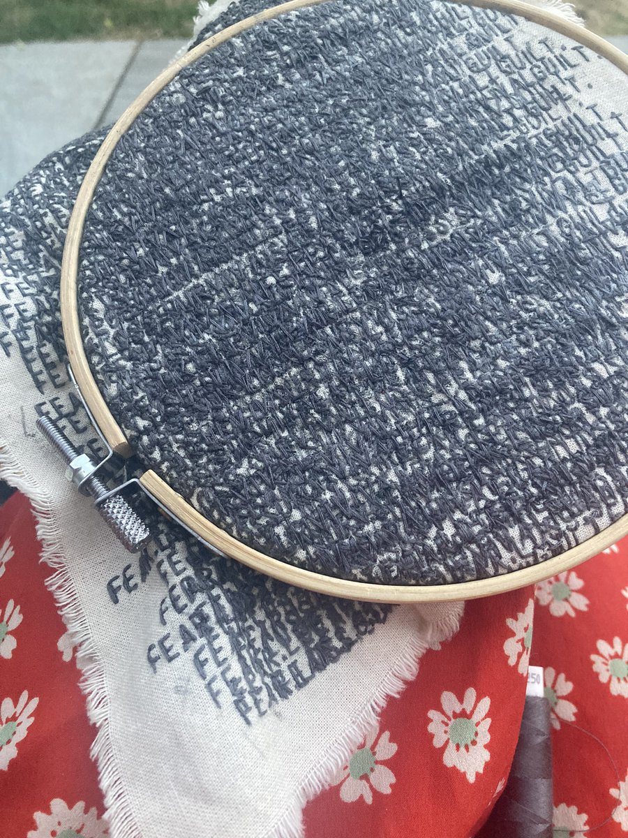 Another 5 hours into this piece today… I think I’ll need a thimble soon as it’s feeling pretty chunky now! #testimony #intergenerationaltrauma  #embroidery