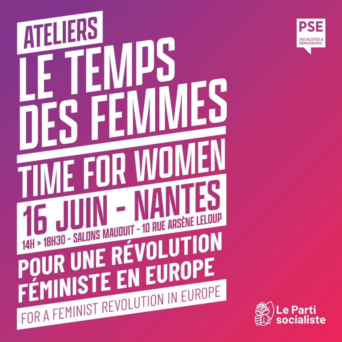 socialiste35's tweet photo. 🟣 Atelier "Le temps des Femmes" vendredi 16 juin de 14h à 18h30 à #Nantes

➡️ Pour une révolution féministe en Europe

#Europe #ConventionPS
#Feminisme #LeTempsDesFemmes https://t.co/r6qmMTCtmC