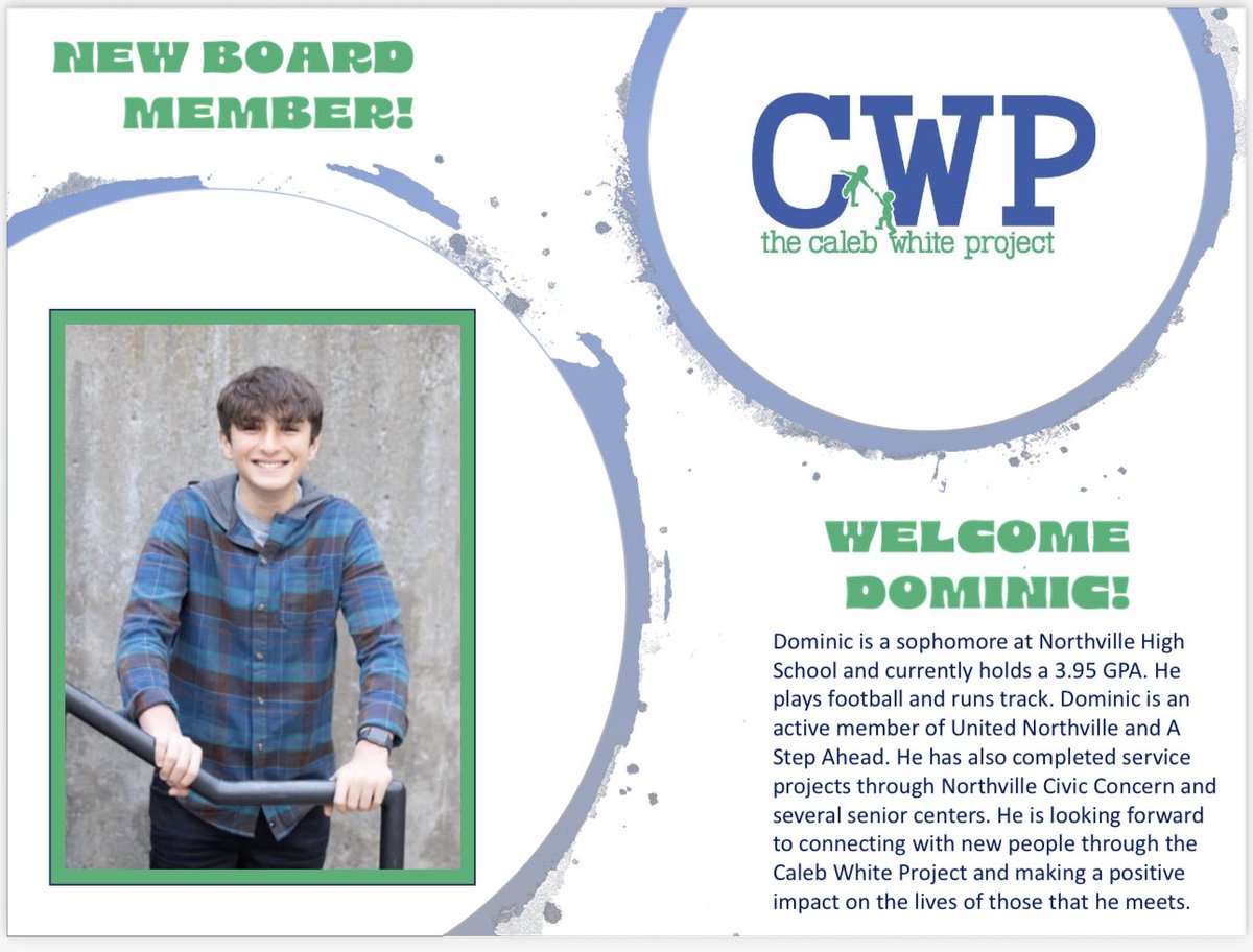 Caleb White (@calebwproject) on Twitter photo Excited to start introducing the new Board Members at the Caleb White Project. Kicking it off today with Noah and Dominic. They are both going to be sophomores at <a href="/Northville_High/">NorthvilleHighSchool</a> Welcome to the CWP family! Excited to start introducing the new Board Members at the Caleb White Project. Kicking it off today with Noah and Dominic. They are both going to be sophomores at <a href="/Northville_High/">NorthvilleHighSchool</a> Welcome to the CWP family!