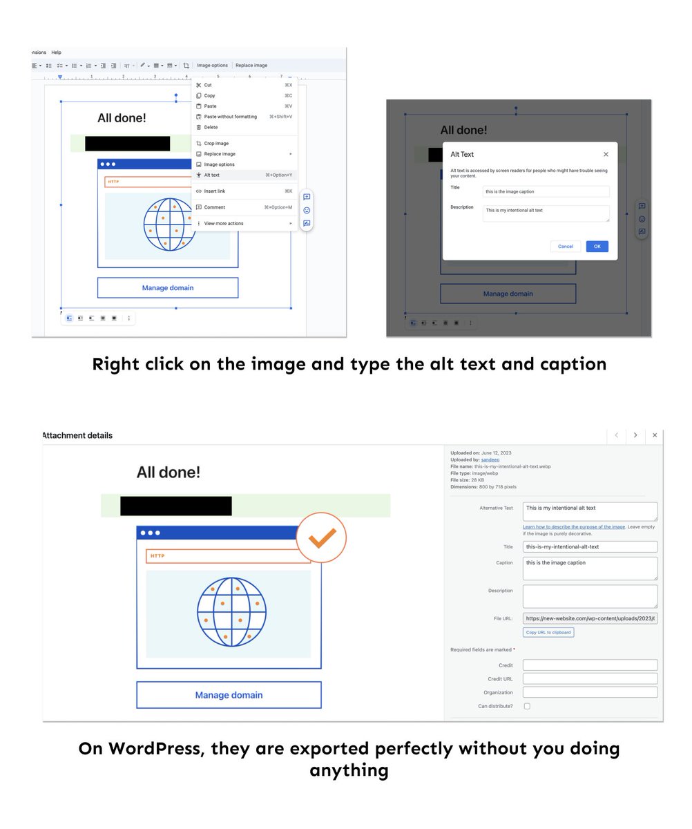 docswrite_blog's tweet image. Set alt text, file name, caption of each image in Google Docs