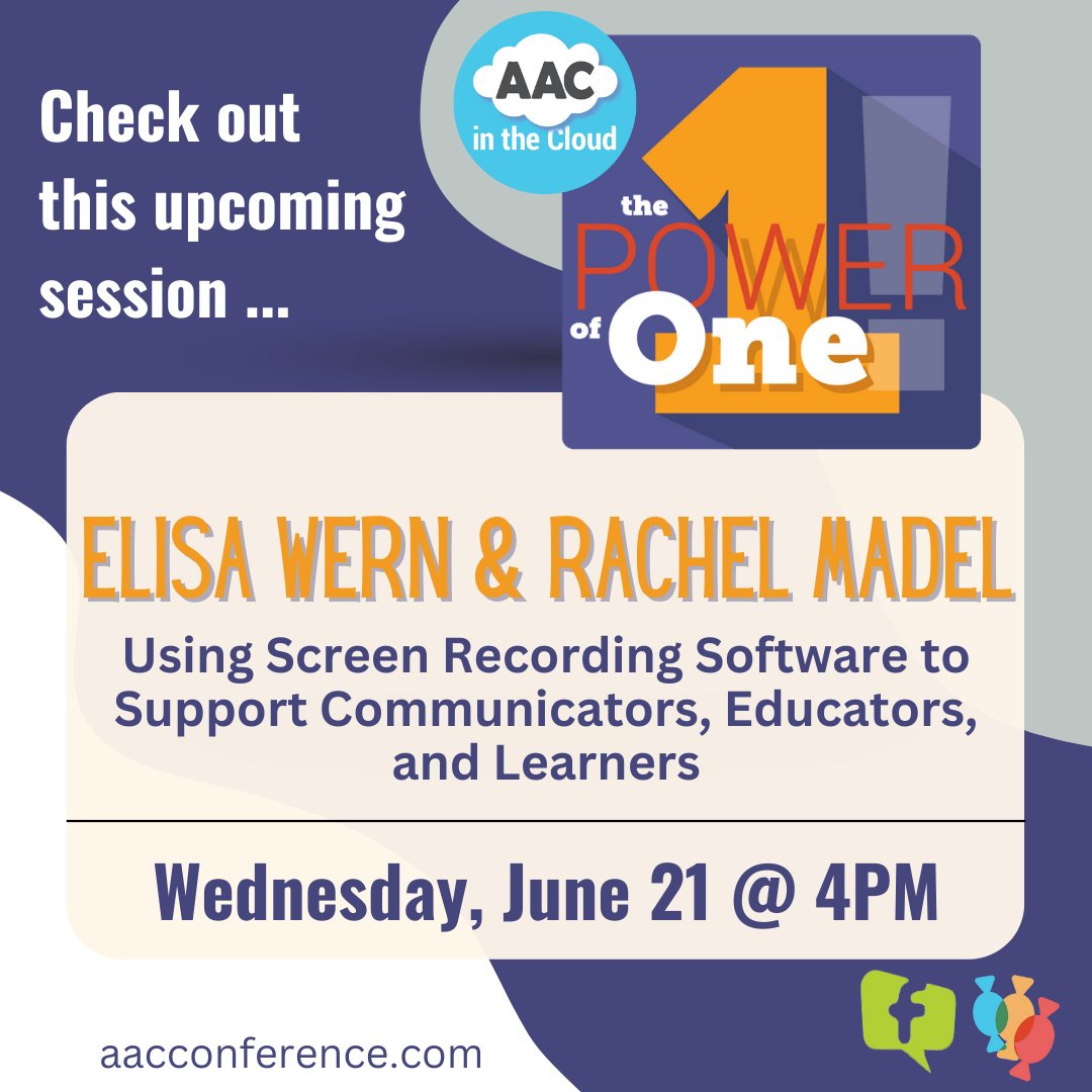 Very excited for @rachelmadelslp and I to be sharing all about how to use screen recording to support #AAC users WED at 4PM EST at this year's #AACInTheCloud. Get your ticket here: eventbrite.com/e/aac-in-the-c…
