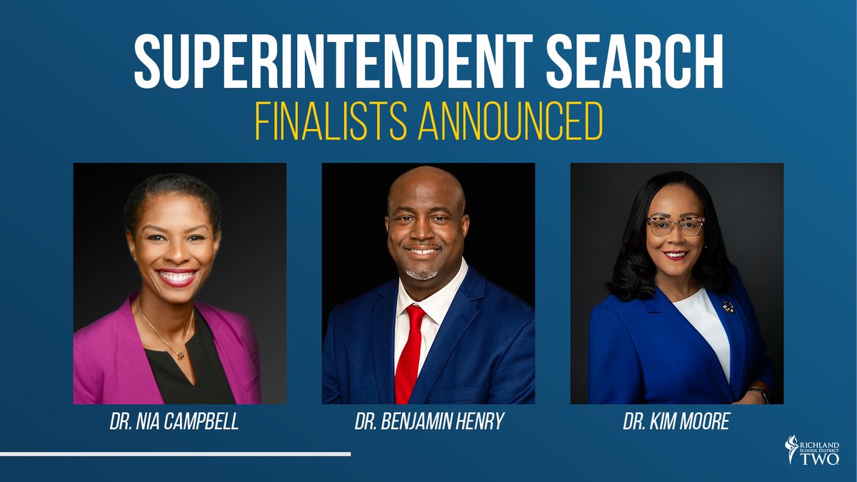 SUPERINTENDENT SEARCH FINALISTS ANNOUNCED: Dr. Nia Campbell, Chief Academic Officer for the Aurora Public Schools; Dr. Benjamin Henry, Regional Supt of the Polk County Schools &amp; Dr. Kim Moore, Assistant Supt of Career &amp; Innovative Programs. 
READ MORE: ow.ly/SZjG50OOIMM