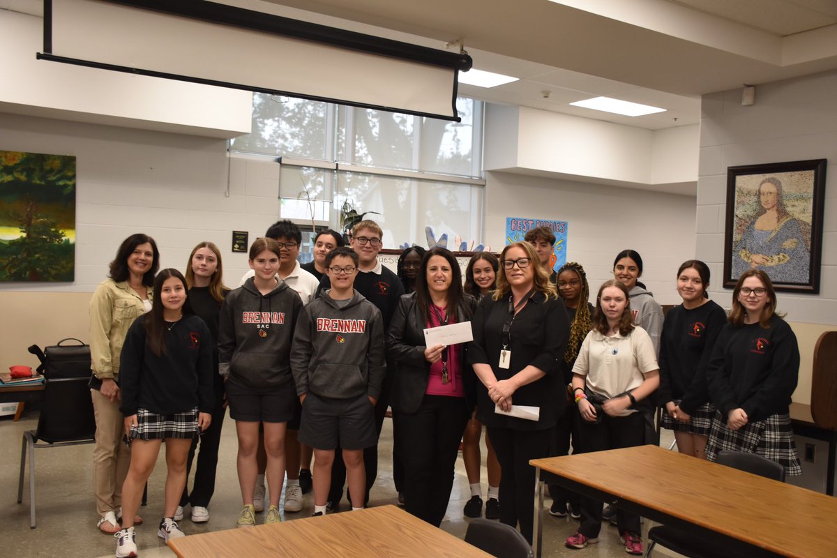 LisaBurkefjb's tweet photo. The FJ BrennanSocial Justice League presented a cheque to the House of Sophrosyne for $1150. Funds were raised from their annual Cake Auction. https://t.co/7OJdmXjiQ0