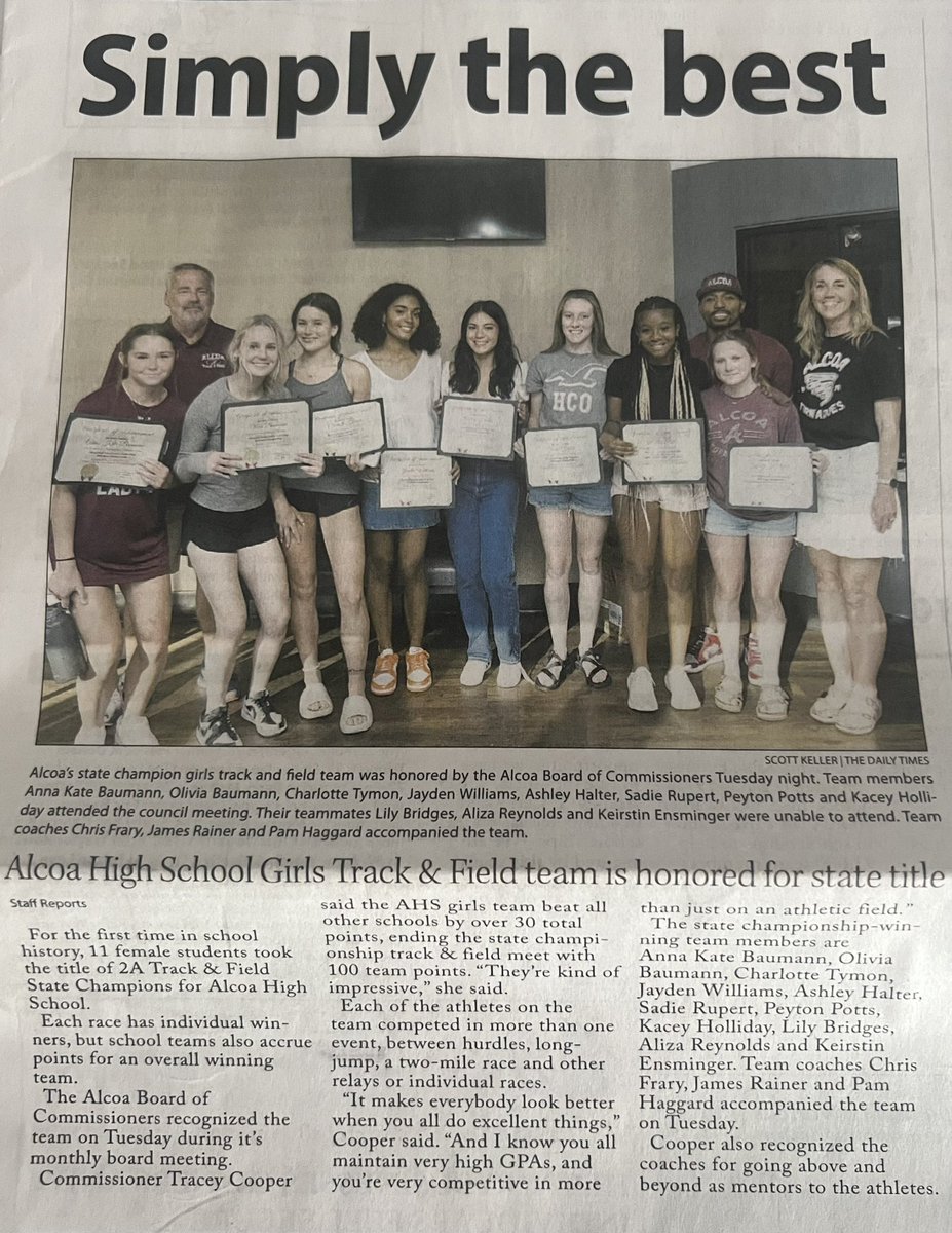 Alcoachamp5's tweet photo. Well deserved Lady T’s! 🌪️🏆💨👟@alcoatrack @alcoasports @AlcoaNfhs https://t.co/GpnIeJh5aN