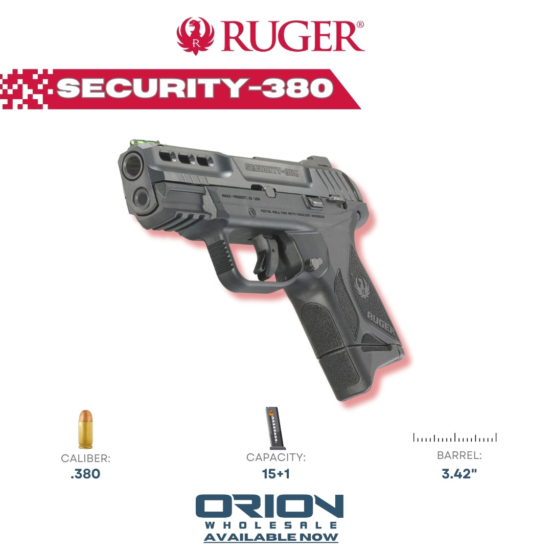 Orionfflsales's tweet photo. IN STOCK

The Ruger Security-380 is a perfect concealed carry pistol
 
The LiteRack system allows for easy slide manipulation &amp; low recoil

Compact for easy carry yet it can hold a full-size 15rd mag

Secure Action fire-control system with integrated trigger safety for safe carry https://t.co/7nmrGmynsJ