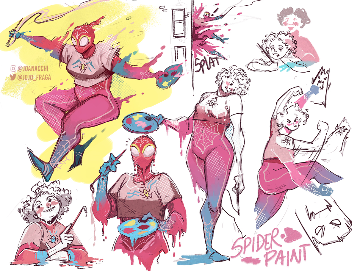 jojo_fraga's tweet photo. My Spidersona is Spider Paint, she comes from a world made out of paint 😂

She can separate her lineart from the colors 😁 https://t.co/r3RViiEuqs
