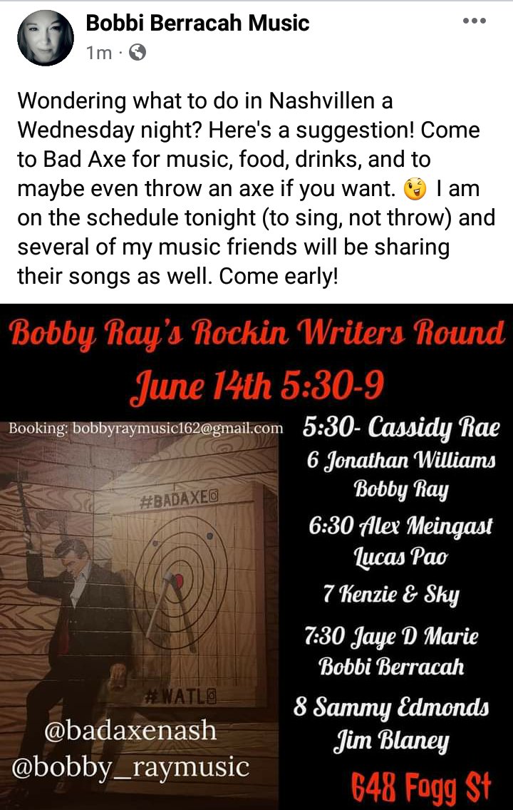 Kind of excited to try the food at my songwriter gig tonight. Lol. Come see me and Fancy and some friends play some great original tunes!