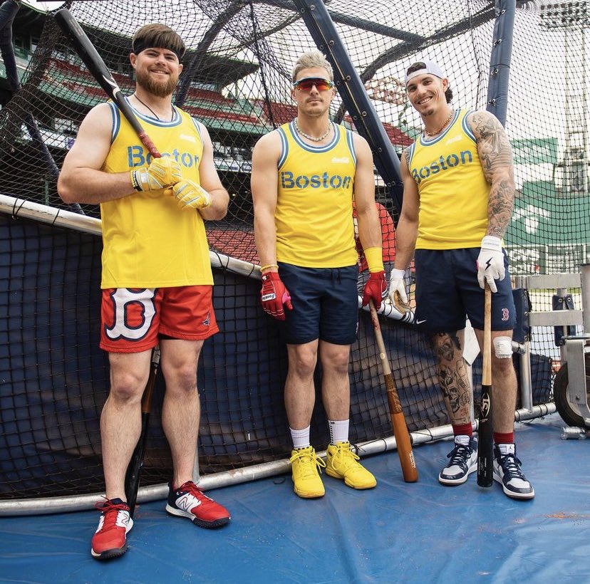 tylermilliken_'s tweet photo. Red Sox rocking the City Connect tanks for BP. https://t.co/NLpdp41rvc
