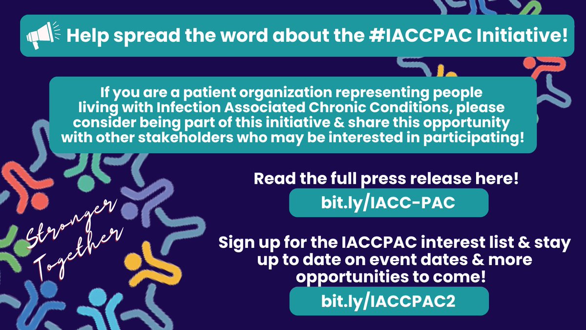 This summer, join us and the @Long_COVID_Allian, @PlzSolveCFS, @patientled, & @Dysautonomia, to kick off of the #IACCPAC initiative, aimed at strengthening cross-sector partnerships amongst diverse disease groups. (Read the full press release here: bit.ly/IACC-PAC) 

Two…