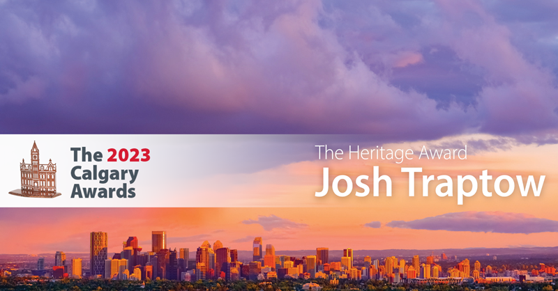 cityofcalgary's tweet photo. The Heritage Award recipient is Josh Traptow. As CEO of @heritagecalgary, @jtraptow has poured his energy into educating and promoting Calgary’s Heritage. Not just places, dates and buildings, but the stories of people, both past and present.

#YYCAwards