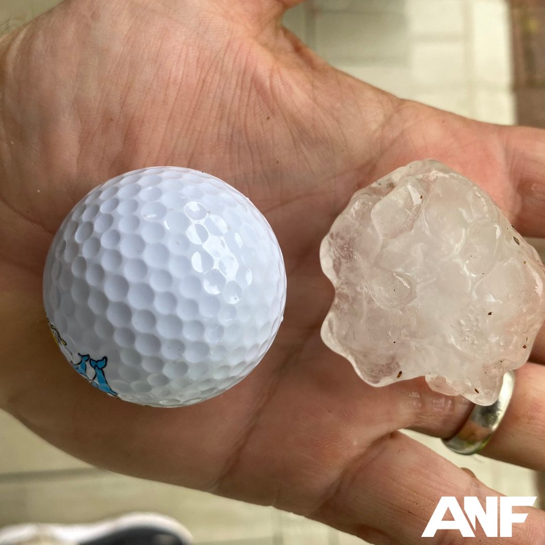 WOW 😲 Viewer Dale Prather took this photo of golf ball-sized hail in Hogansville! Read our live updates: bit.ly/466PlcW