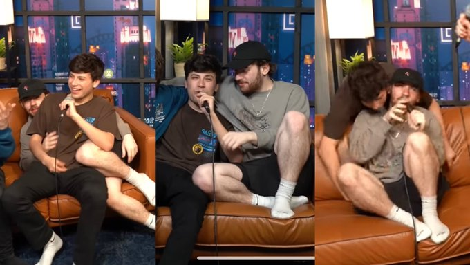 dogboydun's tweet photo. remember when george said he’s not comfy cuddling sapnap???? like yeah okay https://t.co/fzvaKkQDPQ