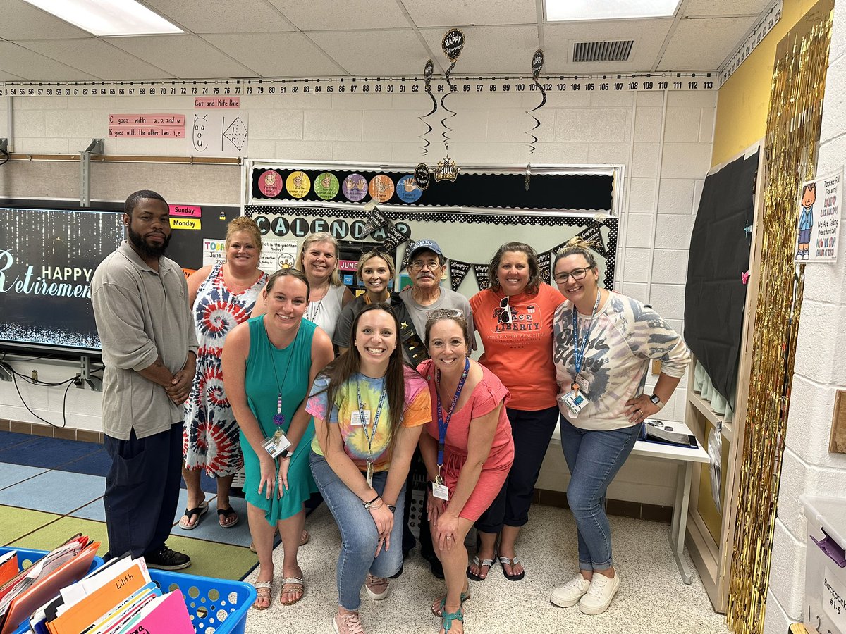 kvanwerk's tweet photo. Celebrating the retirement of the most amazing custodian, Manuel! Always spreading positivity down our hallways and the first to lend a helping hand. I could always count on him for smile and friendly face at the end of the day. We will miss you, Manny! 🧡💙 https://t.co/TFYbQcCiNo