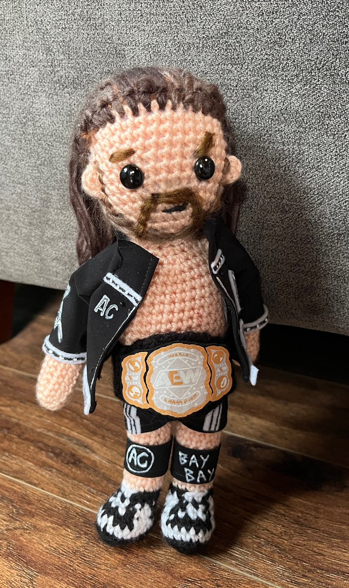 Crochet Adam Cole thinks the #AEW World Title looks better on him 😉 🧶 

#aewdynamite #BayBay