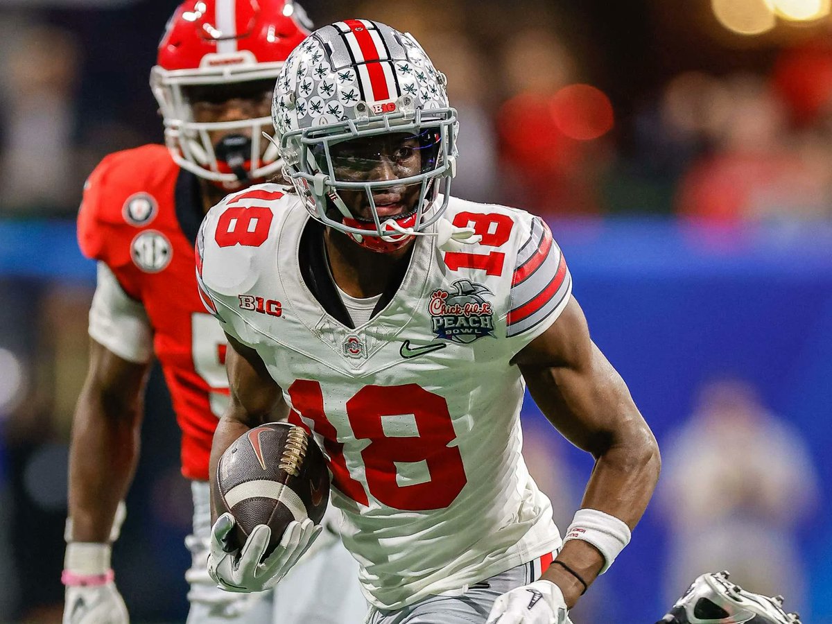 barstoolsports's tweet photo. National Title, Heisman, Beat Michigan? Nope, Marvin Harrison Jr. Says His #1 Goal This Season Is To Make The Big 10 Title Game So He Can Play In Indianapolis Like His Dad Did https://t.co/CQydNq5cDF https://t.co/KPt3lVLA2J