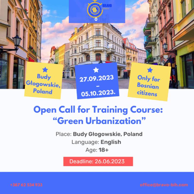 Open call for 6 participants for Training Course „Green Urbanization“ in Poland

mladibl.com/?p=31670

#mladibl #ostalo #opencall #trainingcourse #green #urbanization