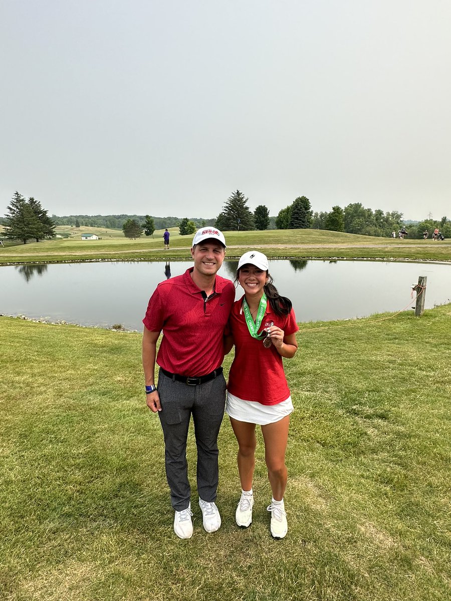 CoachBunkowske's tweet photo. So incredibly proud of Addi! Addi shot a personal best of 74 on day 2 of the @MSHSL state tournament today earning 5th place overall! @StCroixLutheran https://t.co/znLpkL2Cgq