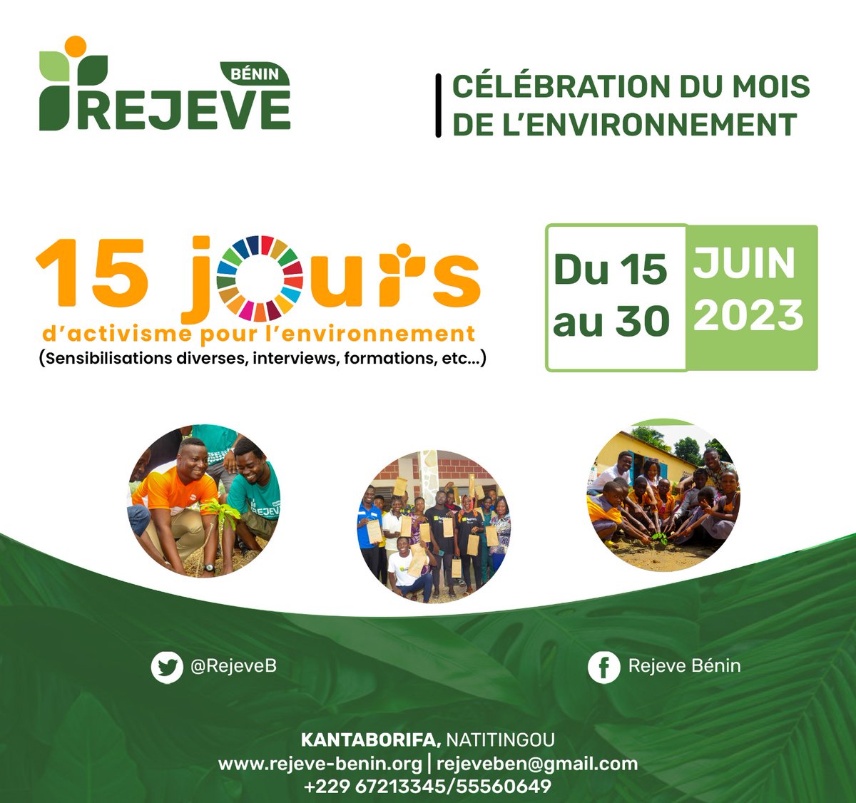 Sais tu que demain, <a href="/RejeveB/">REJEVE-Bénin</a> démarre ses 15 jours d'activisme pour l'environnement ?

Installe toi! Tu apprendras un peu plus de l'écologie, des ODD, et des initiatives des jeunes et des organisations pour la présentation de l'environnement ! 
Top c'est parti !
#wasexo #nanto