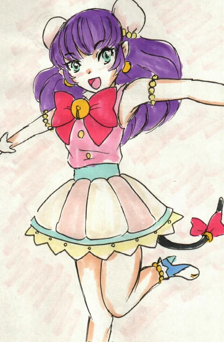 #プリキュア版深夜の真剣お絵描き60分一本勝負 時間外&過去お題。6月9日の「スタプリ」。 ここ数日、スクールアイドル作品の聖地巡礼やイベントに没頭してたので、気分転換にス○ー○アイドルのマオで。