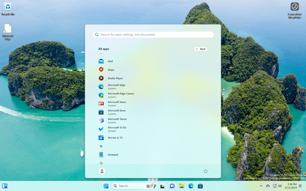 Copilot bits may be the big shiny of 23481 but it also has some other changes like this hidden one: labeling system apps in the Start menu's All apps list.

vivetool /enable /id:44573982