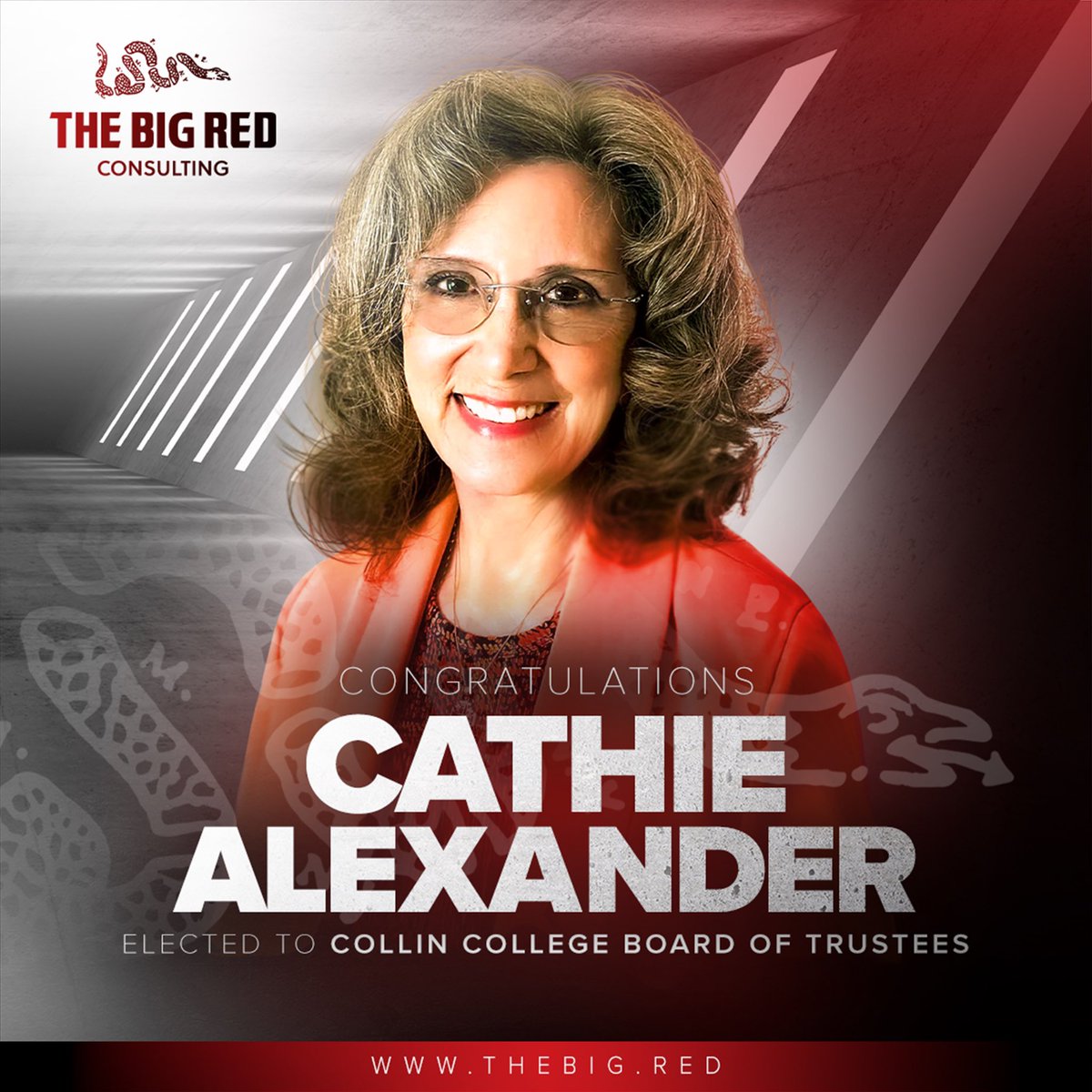 TheBigRedCo's tweet photo. Congratulation to our friend Cathie Alexander for winning the run-off race for Collin College Board of Trustees! Principled, Proven and Conservative! #TheBigRedCo #CollinCollege https://t.co/zryuqV1bmL