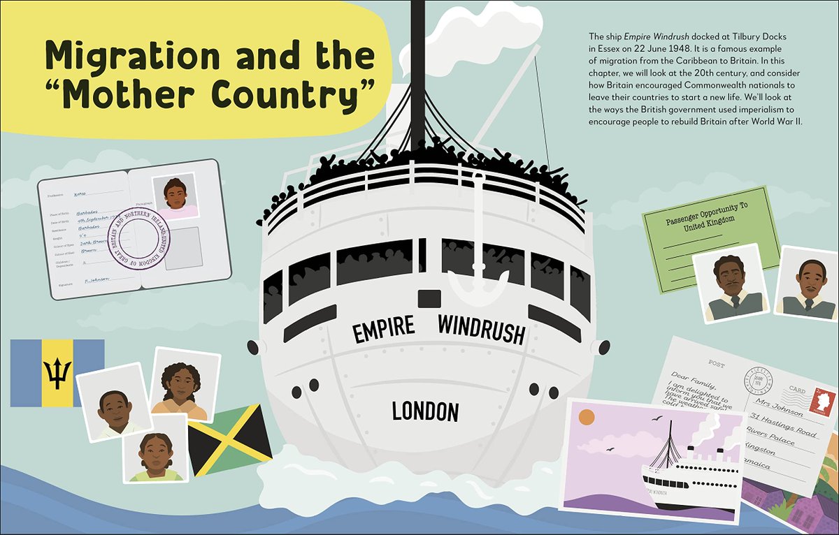 TeachP4C's tweet photo. ...Written by Millie Mensah and strikingly illustrated by @thecamru this non-fiction book is ideal for KS2 and above. Make sure to check out the other 2 books, Places and Legacies, for an excellent way to bring this history into your classroom https://t.co/zzWgURH6Sz