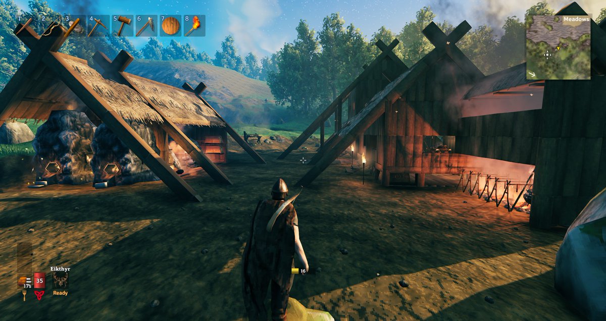 MxTolvo's tweet photo. Here is my starter base for this playthrough as well. I was thinking about maybe streaming some Valheim as just a chill out thing as I mine, build, and maybe eventually check out the Mistlands Update. https://t.co/U7rJlatekV