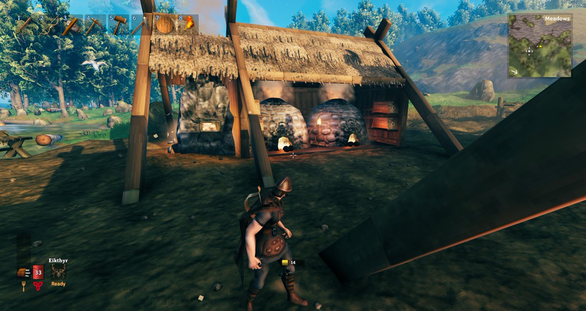 MxTolvo's tweet photo. Here is my starter base for this playthrough as well. I was thinking about maybe streaming some Valheim as just a chill out thing as I mine, build, and maybe eventually check out the Mistlands Update. https://t.co/U7rJlatekV