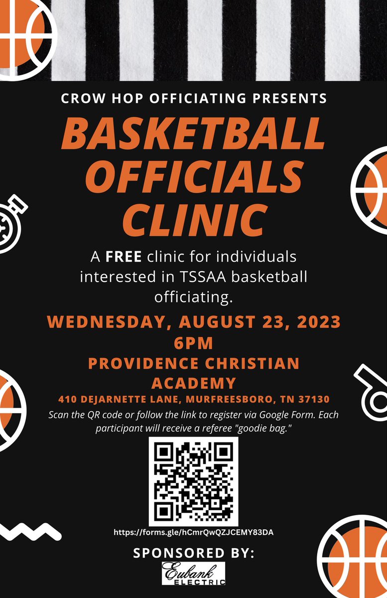 Kreager's tweet photo. Interested in being a high school basketball official? FREE clinic being offered in August. 

We need new officials! https://t.co/IvRqV0IQ1V