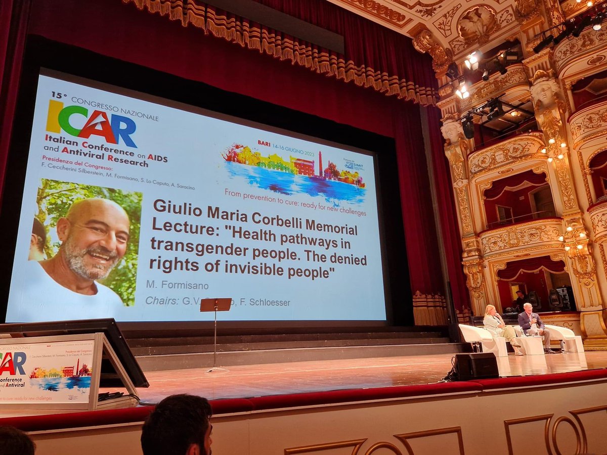 friendly_test's tweet photo. Grazie a Miki Formisano per la preziosa testimonianza sui diritti negati alle persone trasgender, in occasione della prima Giulio Maria Corbelli Memorial Lecture all'ICAR - Italian Conference on AIDS and Antiviral Research. #BergamoFTC #CheckPointBG #FriendlyTest
@ICARcongress https://t.co/9llzXxxrpD
