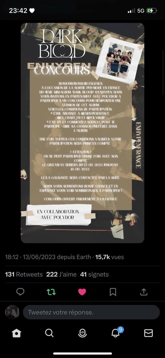 AKocmirski's tweet photo. @ENHYPENFrance @Polydor Je participe et ma chanson préférée est Bite Me 🫶🏻 https://t.co/KGYX65dCvQ