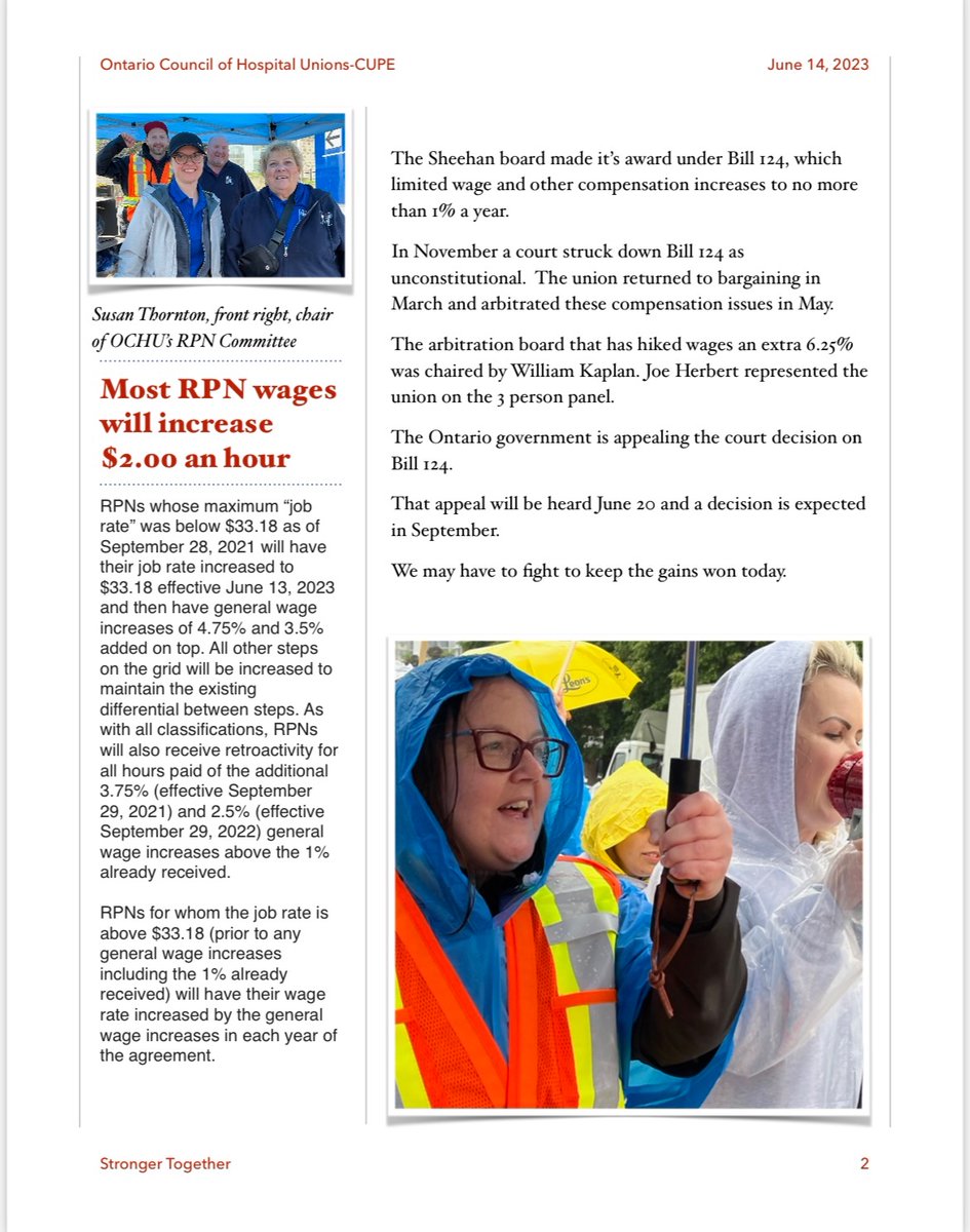 CUPELocal786's tweet photo. #bulletin @OCHU_Healthcare 
ARBITRATOR AWARDS 45,000 ONTARIO HOSPITAL WORKERS 6.25% WAGE INCREASE; REGISTERED PRACTICAL NURSES TO GET ADDITIONAL INCENTIVE
#ochu #cupe #unionproud #rally #hamilton #juac https://t.co/QhsHJtuj0o