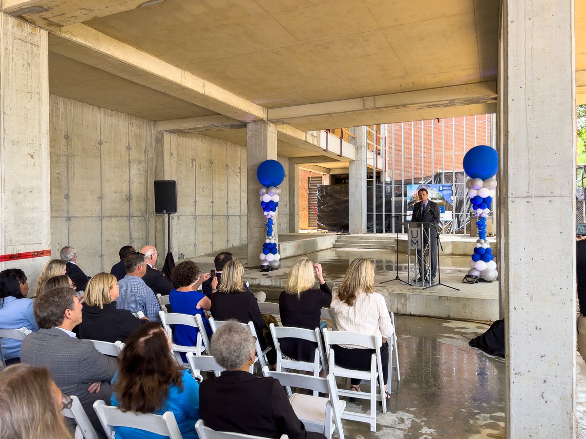 The rain stopped and the sun came out just in time to celebrate the topping out construction milestone of the <a href="/UofMemphisEngr/">Memphis Engineering</a> STEM Research &amp; Classroom Building project. Great project and a great team: <a href="/SmithGroup/">SmithGroup</a> <a href="/Flintco/">Flintco</a>