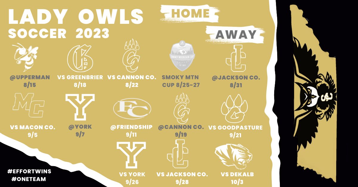 Here it is!!! The 2023 Lady Owls Soccer Schedule! Please come out and support these hard working young ladies. I can already tell you they will be fun to watch! #OneTeam #EffortWins #SCP
