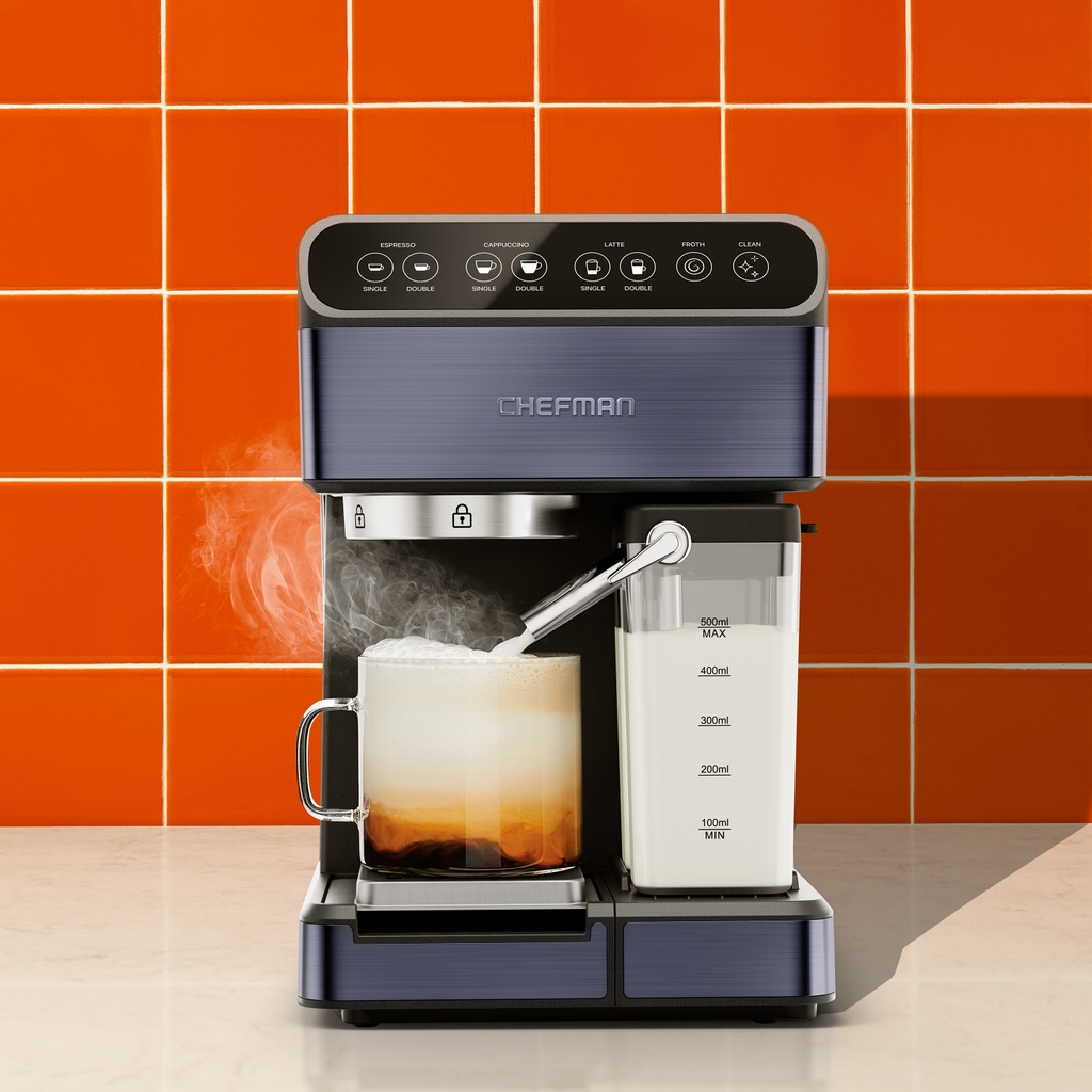 MyChefman's tweet image. Espressos and cappuccinos and lattes—oh my! Transform your kitchen into a coffeehouse and wake up to the warm, nutty aroma of freshy brewed coffee with our 6-in-1 #EspressoMachine. You’ll never hit snooze again! ☕⁠ Shop now on #Amazon: l8r.it/oJfy