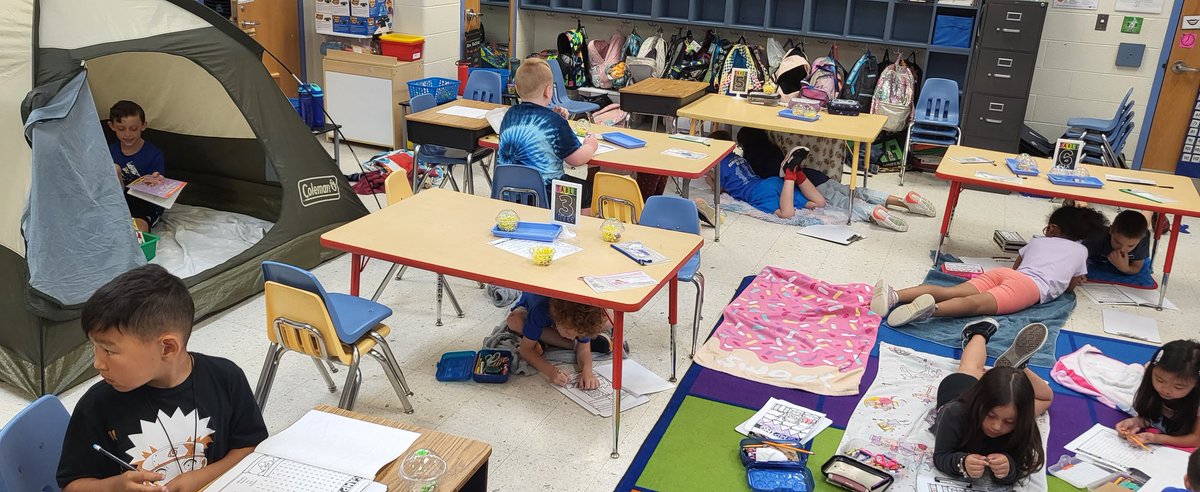 Camping day was a big hit in 1st grade! My Ss loved working by the campfire and reading with a buddy in our tent. ⛺️  I can't believe tomorrow is the last day of school,but this crew is ready for 2nd grade!🎉

#ashlandsoar #bringonsummer #firstgradefun #teachertwitter