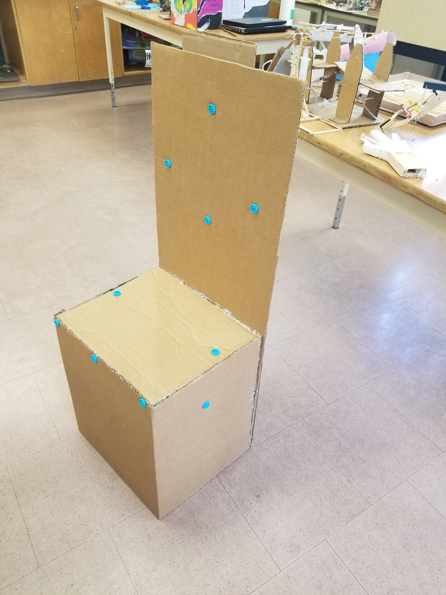 216Suh's tweet photo. Thanks to Mr. Gold for testing out the cardboard chairs that the Gr 7s @brownridgeps designed and built for you. What a great success! https://t.co/LXk8mdo7J0