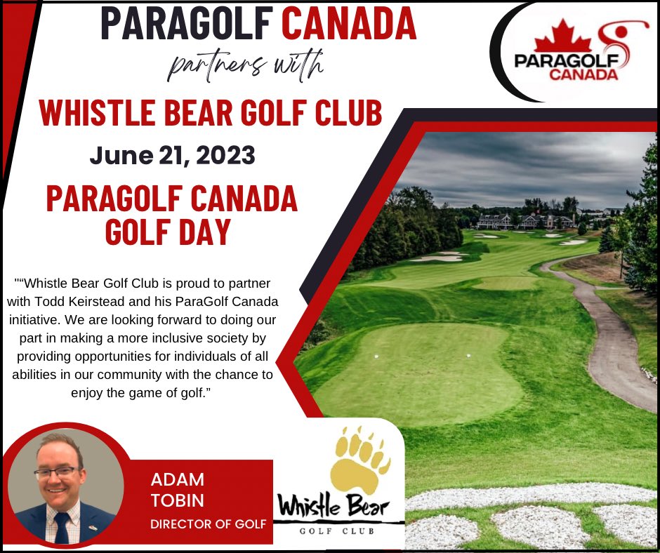 <a href="/paragolfcanada/">Paragolfcanada</a> Golf Day at Whistle Bear Golf Club June 21, 2023.

ParaGolf Canada is proud to partner with <a href="/WBGolfClub/">Whistle Bear</a> in hosting a ParaGolf Canada Golf Day.

Space is limited so DM if you are interested.