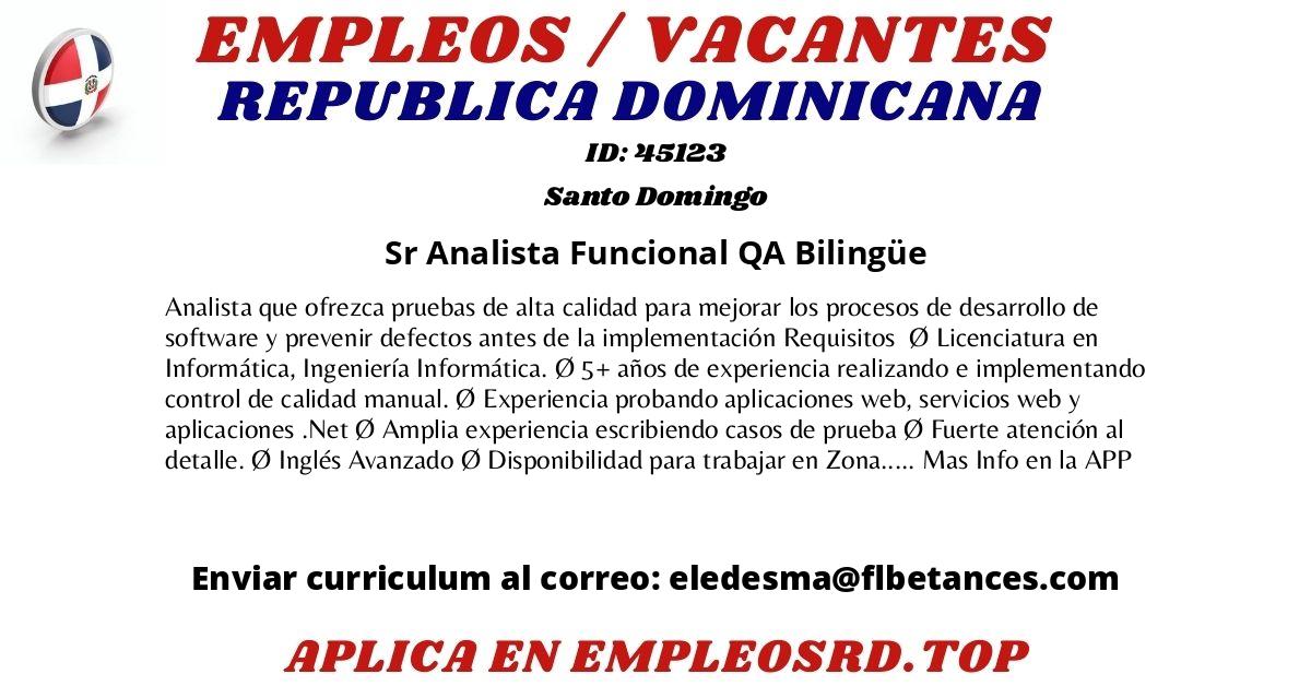 Sr Analista Funcional QA Bilingüe  Santo Domingo  
 🔽 ⬇ APLICA YA ❗  ⬇  🔽 
 play.google.com/store/apps/det… 
#oportunidadlaboral #oportunidaddetrabajo #empleo #cv #republicadominicana #empleosrd #empleord #vacante #SantoDomingo