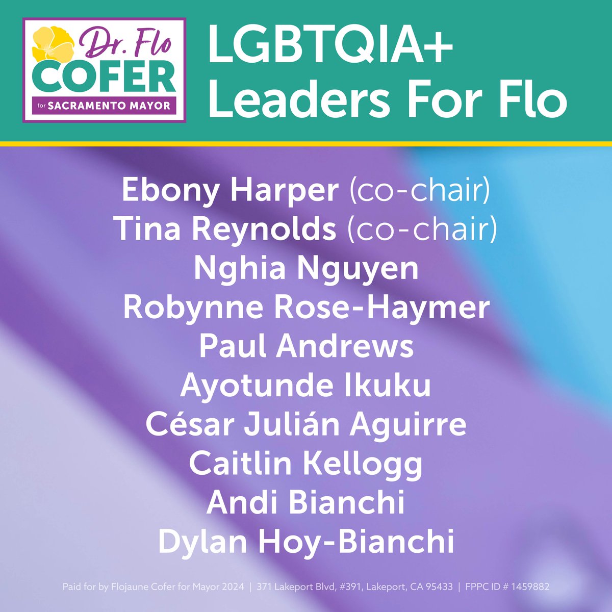 Flo4Sacramento's tweet photo. Our campaign is incredibly honored to earn the support from these great leaders in the LGBTQIA+ community. You'll find many of the biggest hearts, the greatest minds, and the fiercest advocates in Sacramento's LGBTQIA+ circles. 🌈🫶🏿💜#MoreIsPossible #GoWithTheFlo #Flo4Mayor https://t.co/HupO5M7ohk